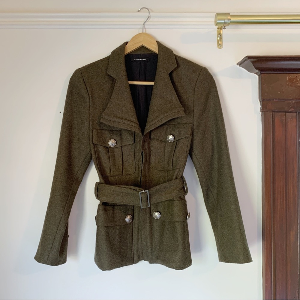 Calvin Rucker 'Straight Up' Wool Jacket 'Vintage Olive' Green Size 0